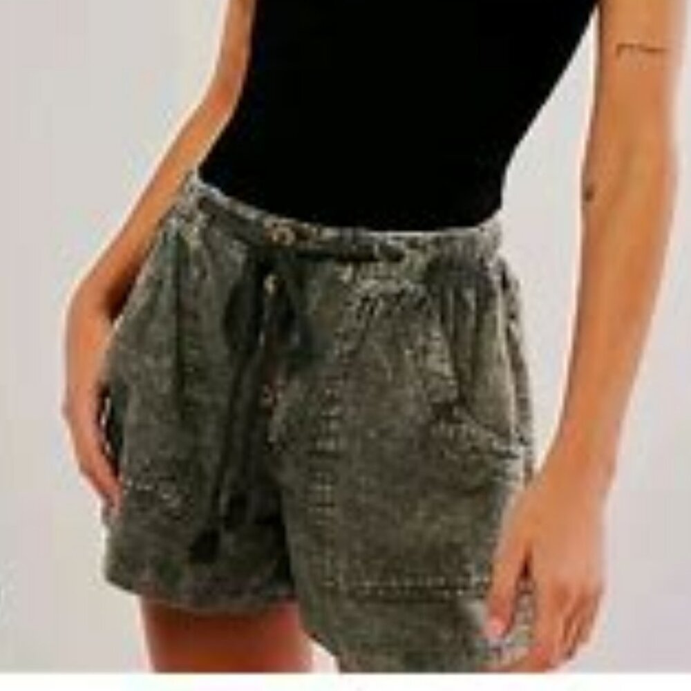 Free People Westmoreland Linen Pull On Shorts Small